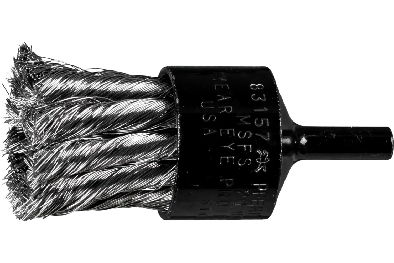 Picture of Pferd Knot Wire End Brush 1" Dia. Straight Cup .010 Stainless Steel 1/4" Shank